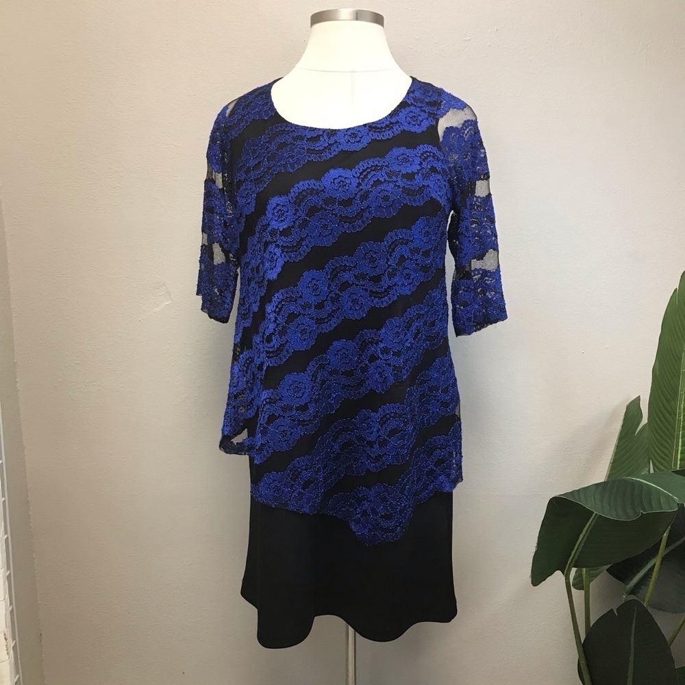 Catherines Blue Lace Overlay Dress
